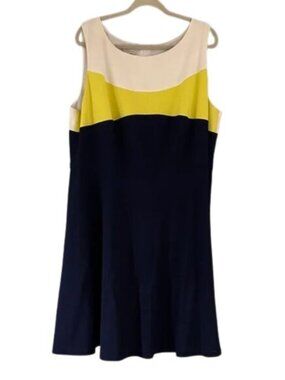 CS Established 1962 Colorblock Sleeveless Dress Navy Yellow White Plus Size 22